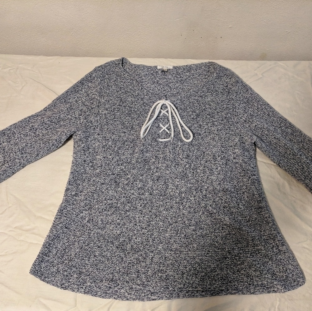 Tyler Boe Twisted Cotton Randi Tie Front Sweater